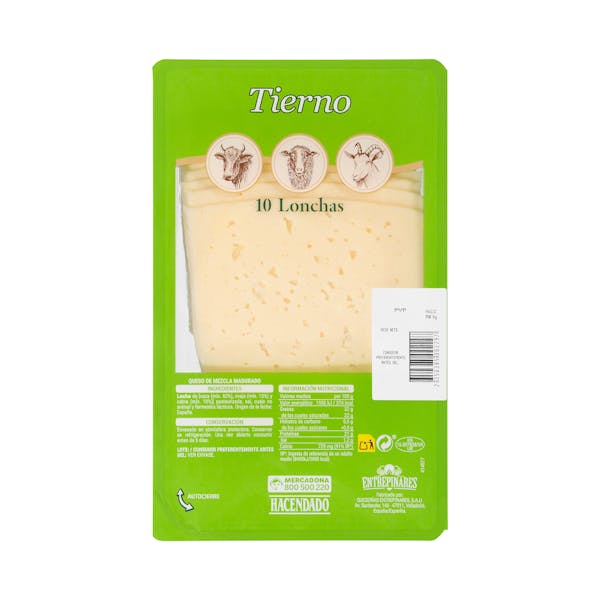Queso lonchas tierno mezcla Hacendado