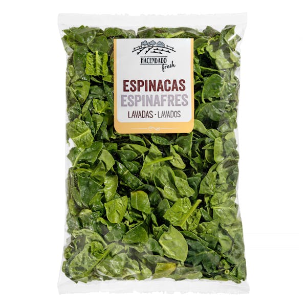 Espinacas cortadas y lavadas