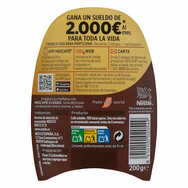 Café soluble natural Nescafé classic