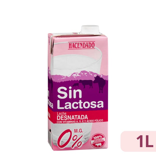 Leche desnatada sin lactosa Hacendado