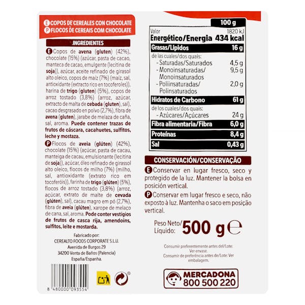 Muesli Crunchy Hacendado con chocolate