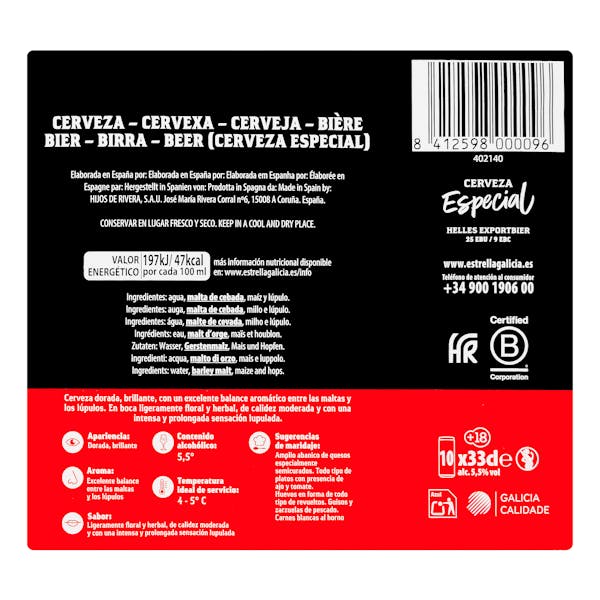 Cerveza especial Estrella Galicia