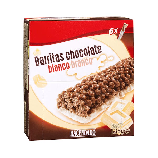 Barritas de cereales Hacendado con chocolate blanco Mercadona compra