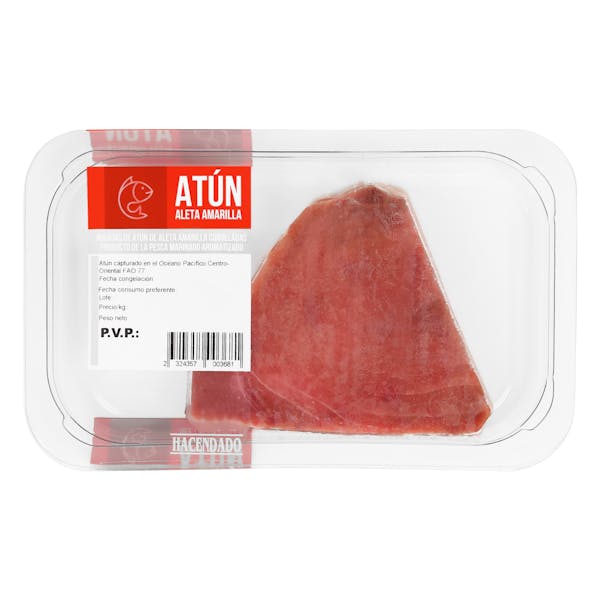 Rodajas de atún de aleta amarilla Hacendado congelado