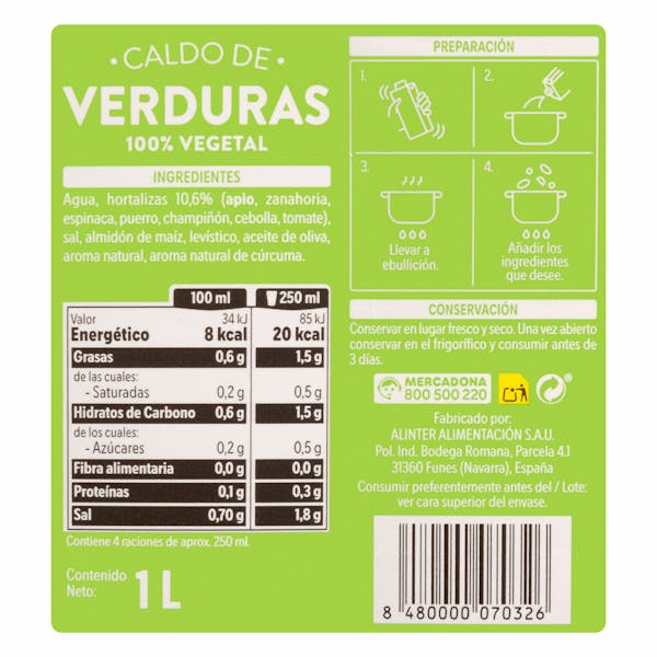 Caldo de verduras Hacendado