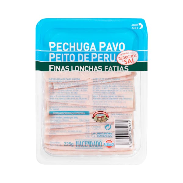 Pechuga de pavo bajo en sal Hacendado finas lonchas