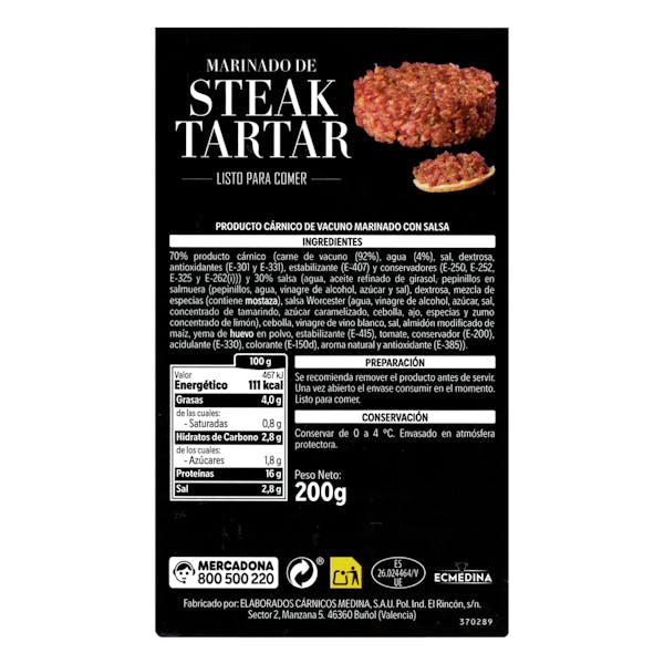 Steak Tartar de vacuno marinado