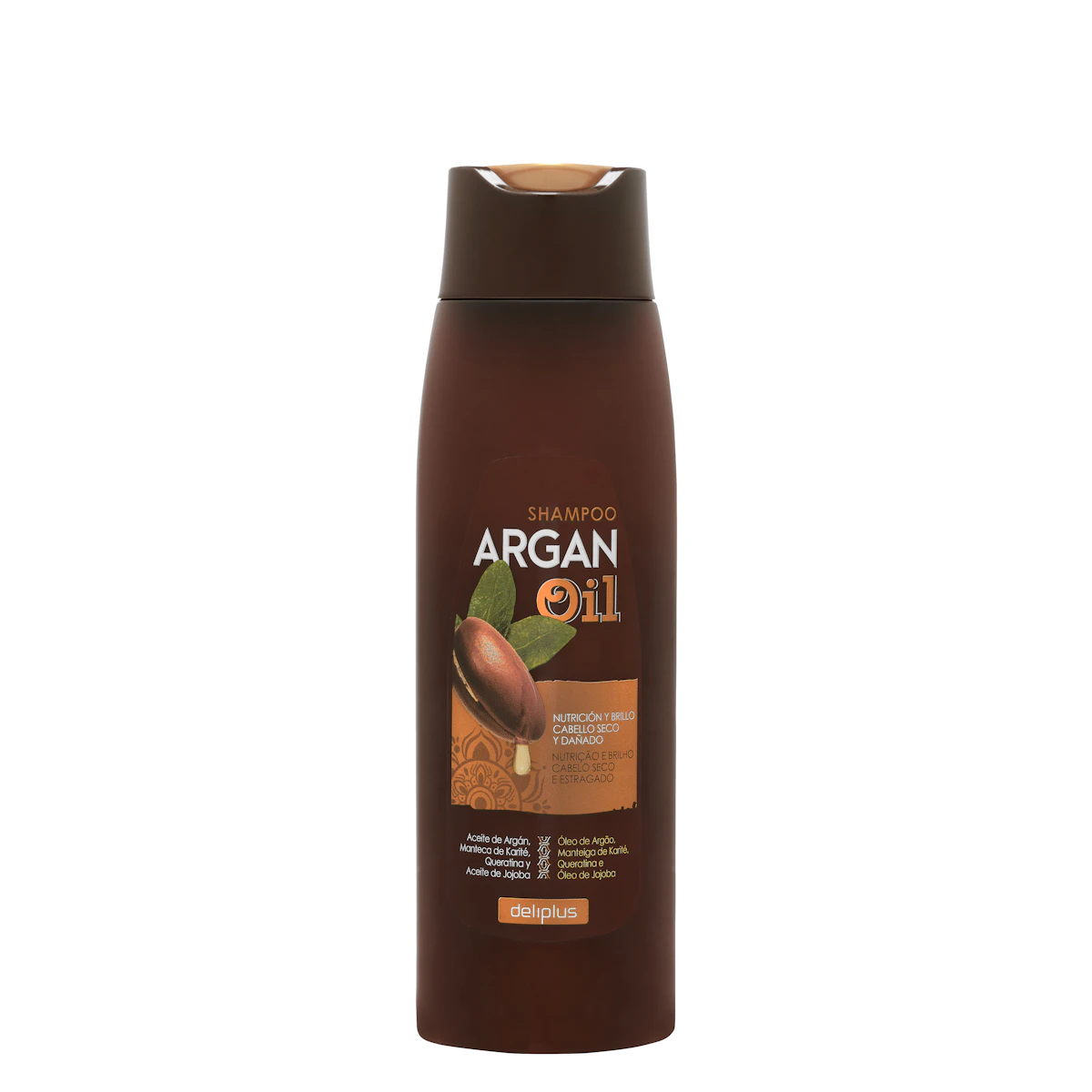 Champú Argan Oil Deliplus cabello seco y dañado – Mercadona – صورة إعلانية للمنتج