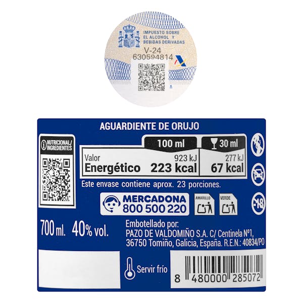 Aguardiente de orujo Puente Pazos