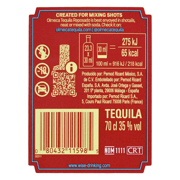 Tequila reposado Olmeca