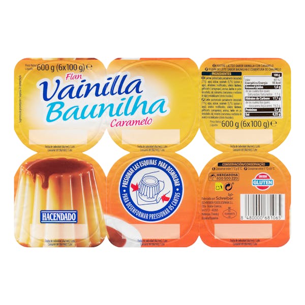 Flan de vainilla con caramelo Hacendado