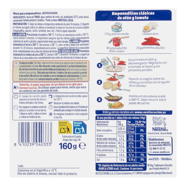Masa para empanadillas y postres Buitoni