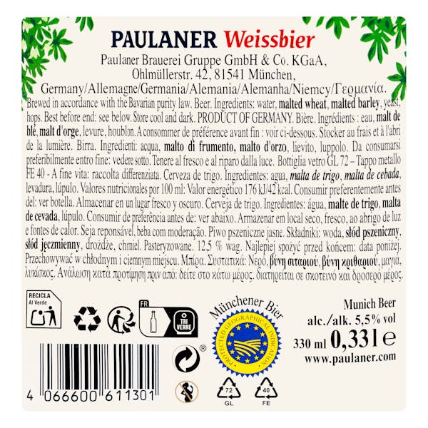 Cerveza de trigo Paulaner