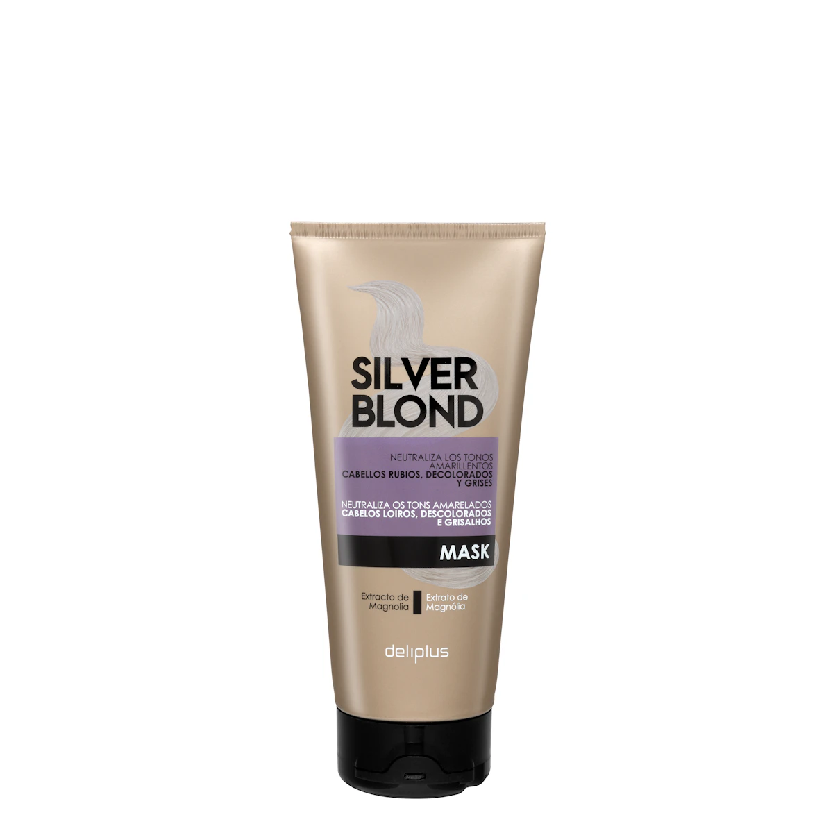 Mascarilla Silver Blond Deliplus cabello rubio, decolorado y grises, – Mercadona – صورة إعلانية للمنتج