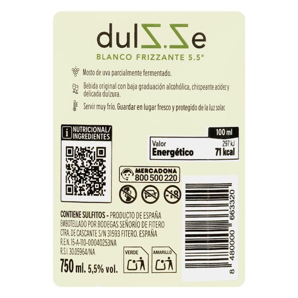 Frizzante blanco verdejo DulZ.Ze