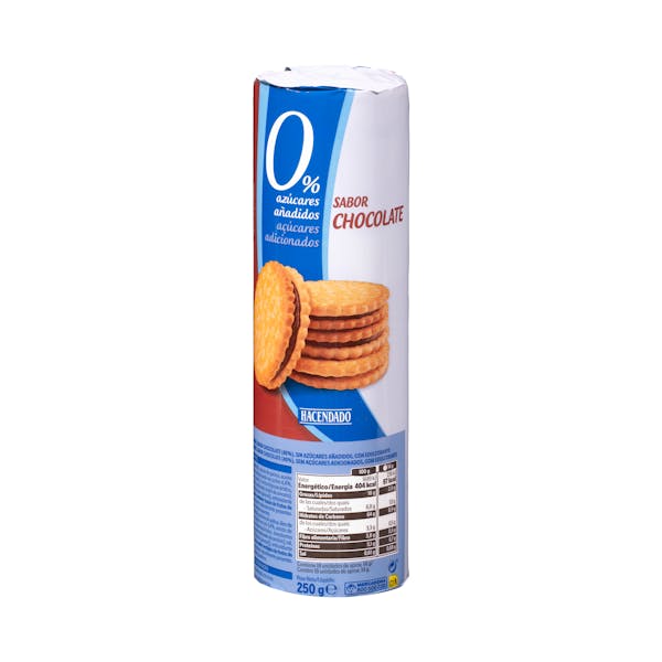 Imagen de Galletas rellenas de chocolate Hacendado 0% azúcares añadidos