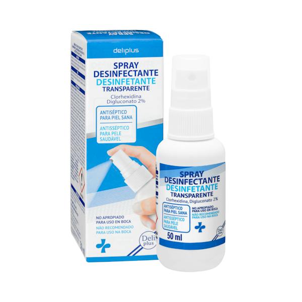 Imagen de Spray desinfectante antiséptico transparente Deliplus contiene clorhexidina y digluconato 2%