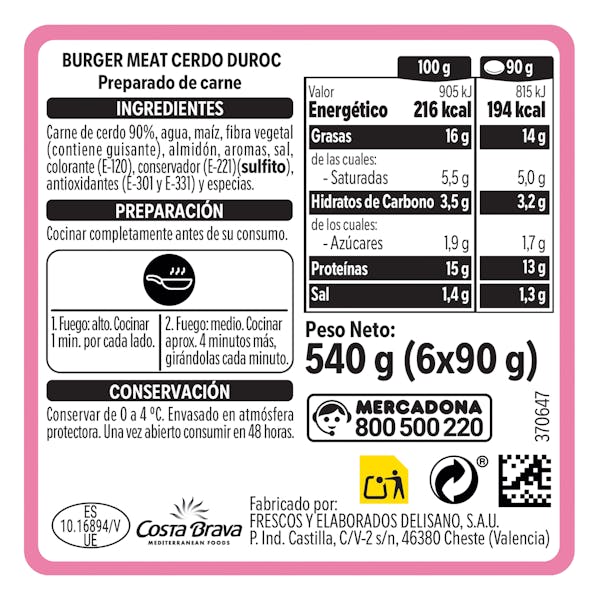 Burger de cerdo
