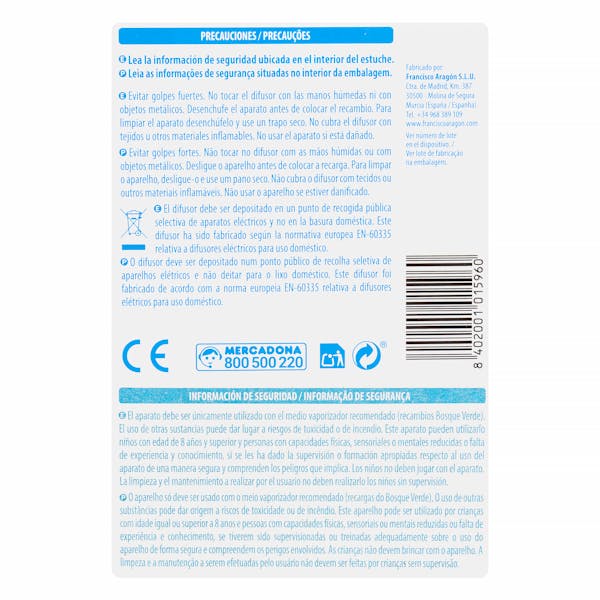 Difusor multifragancia eléctrico Bosque Verde