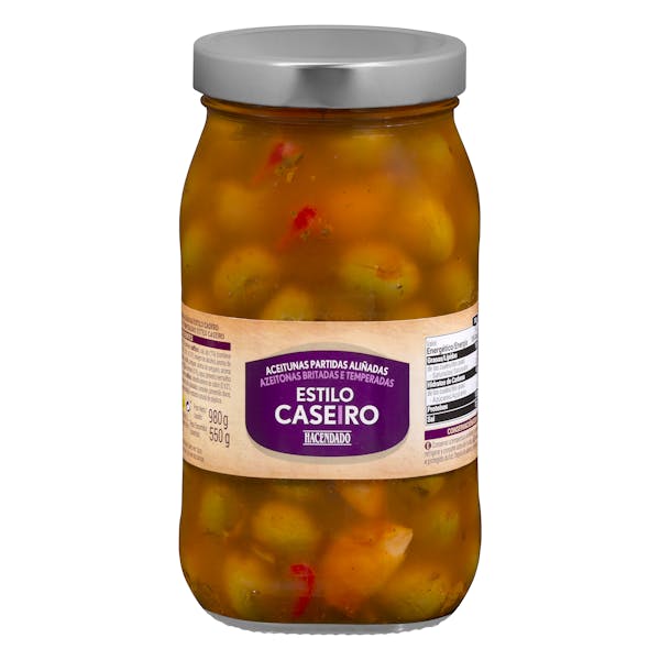 Imagen de Aceitunas verdes estilo casero Hacendado partidas aliñadas