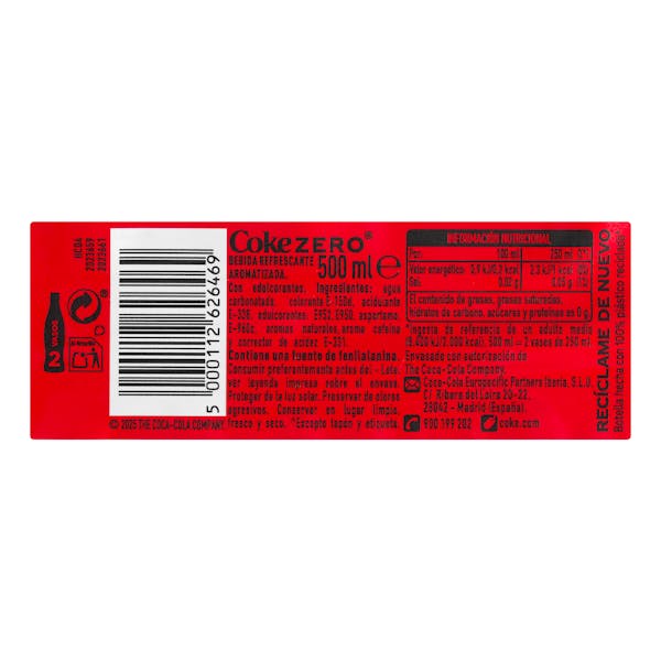 Refresco Coca-Cola zero azúcar