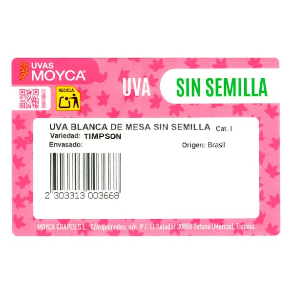 Uva blanca sin semillas
