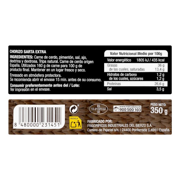 Chorizo sarta dulce extra de León Hacendado