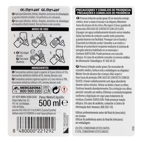 Limpiador bebé para biberones y tetinas Deliplus