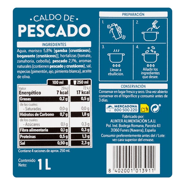Caldo de pescado Hacendado