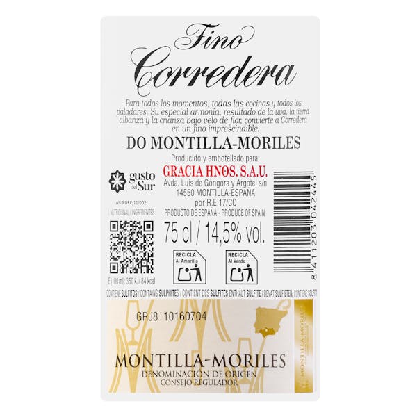 Vino fino Corredera DO Montilla-Moriles