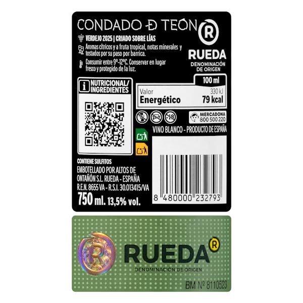 Vino blanco verdejo Condado de Teón DO Rueda