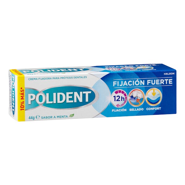 Crema fijadora prótesis dentales Polident fijación fuerte