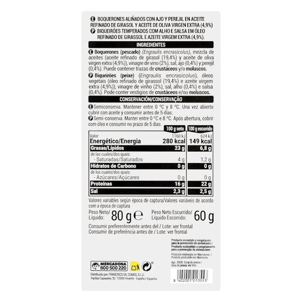Boquerones aliñados Hacendado
