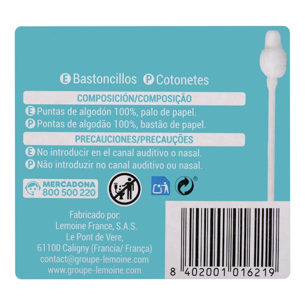 Bastoncillos algodón para bebés Deliplus