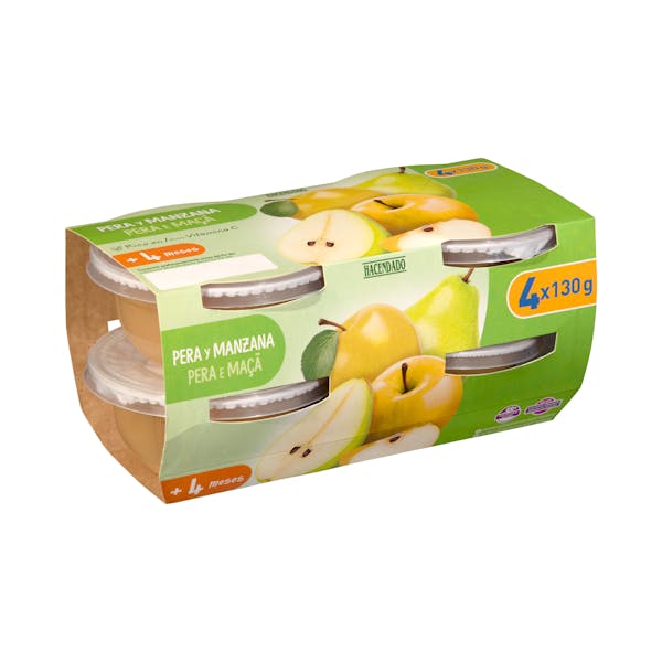 Papilla pera y manzana Hacendado +4 meses