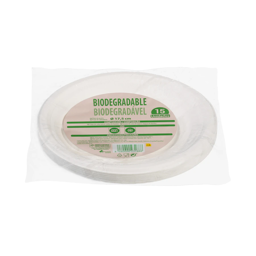 Plato postre biodegradable Bosque Verde – Mercadona – صورة المنتج