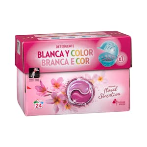 Detergente ropa Blanca y de Color floral sensation Bosque Verde en cápsulas