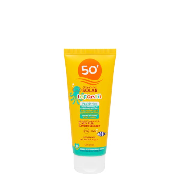 Crema protección solar infantil FPS 50+ Deliplus para pieles sensibles y atópicas