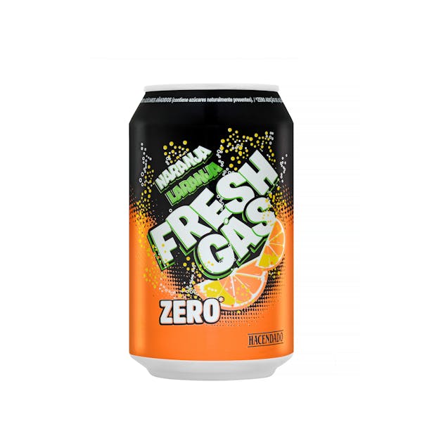 Imagen de Refresco de naranja Hacendado zero fresh gas
