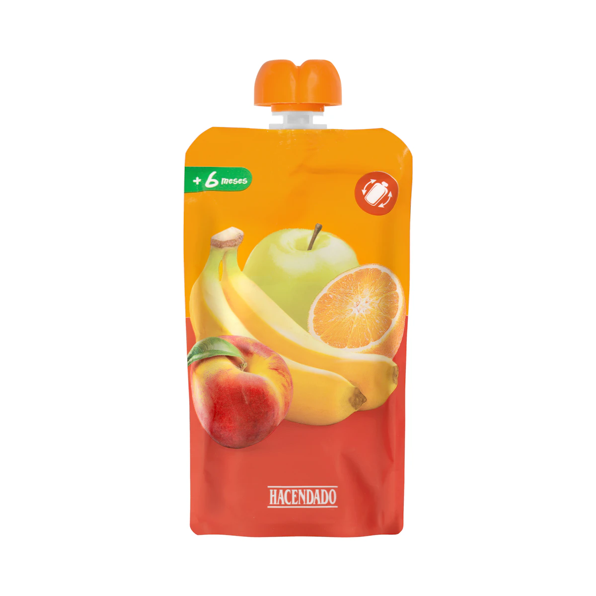 Bolsita puré fruta variada Hacendado +6 meses – Mercadona – صورة إعلانية للمنتج