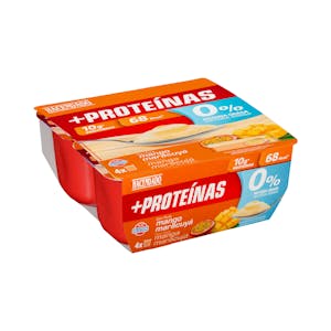 Postre lácteo + proteínas con puré mango y maracuya Hacendado 0% m.g 10 g proteínas