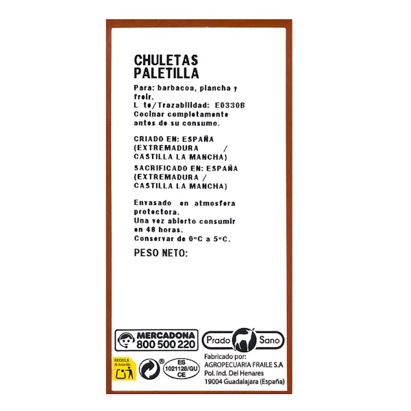 Chuletas de cordero paletilla