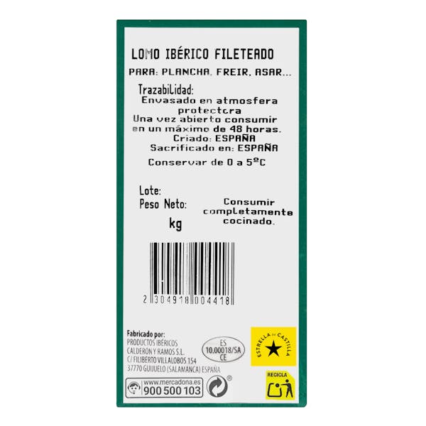 Filetes lomo de cerdo ibérico
