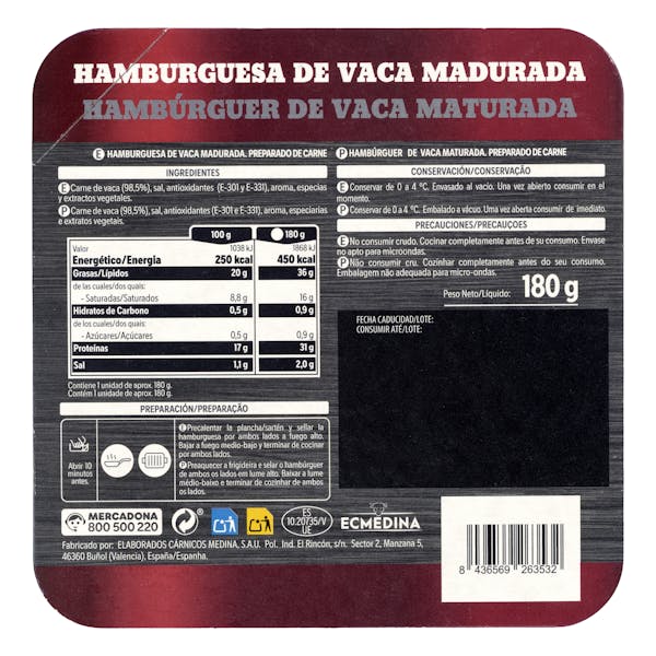 Burger de vaca madurada