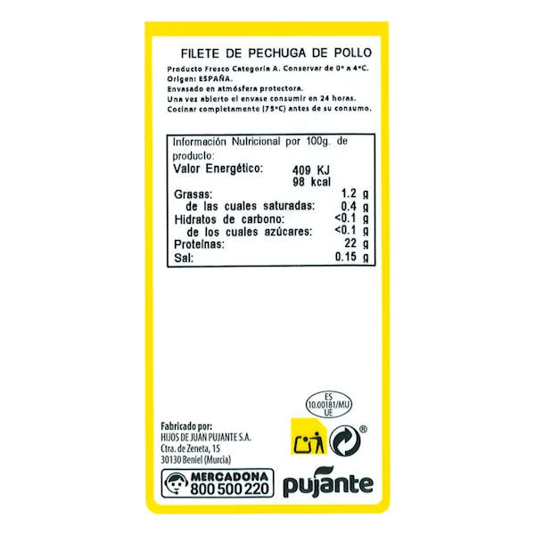 Filetes pechuga de pollo corte fino