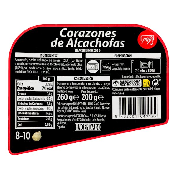 Corazones de alcachofa Hacendado