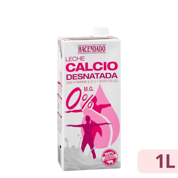 Leche desnatada calcio Hacendado
