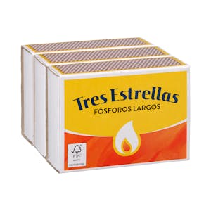 Fósforos de madera largos Tres Estrellas
