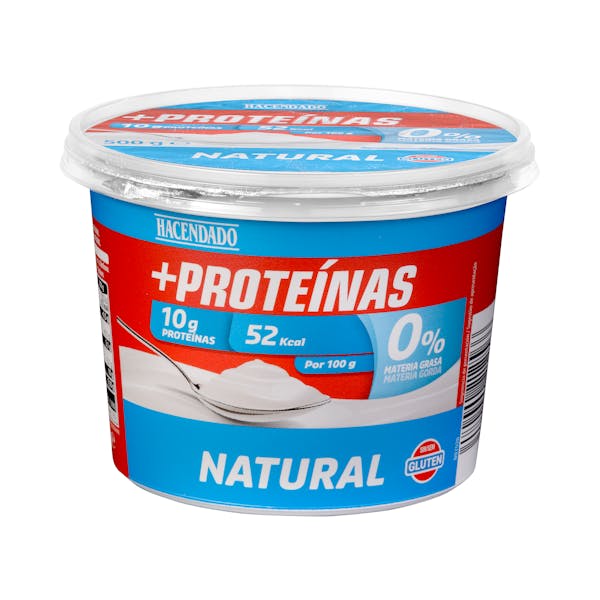Postre lácteo natural +Proteínas Hacendado 0% m.g 10 g proteínas