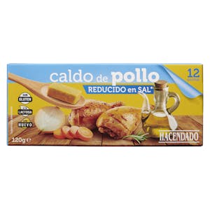 Caldo de pollo reducido en sal Hacendado en pastillas